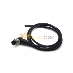4 Pin M12 Cable Male Right Angled Connector A Code Moulded Cable 1M AWG22 Ip68 PVC Cable Black