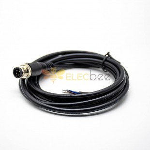 Câble d'extension 4Pin M12 mâle A Code connecteur droit câble moulé 3M AWG22