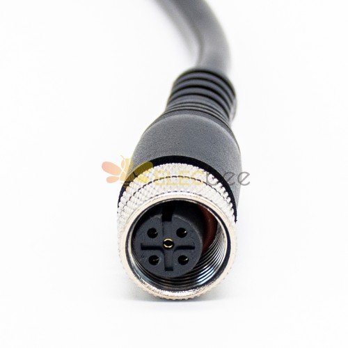 5 Kutuplu M12 Kablo Dişi Düz Konnektör Siyah Kablo PVC 1.5M AWG22 A Kodu