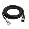 Câble noir de connecteur droit femelle de câble de 5 Polonais M12 PVC 1.5M AWG22 un code