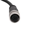 5 Pole M12 Cable Female Straight Connector Black Cable PVC 1.5M AWG22 A Code