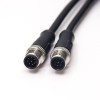 8-контактный кабель M12, вилка A, удлинительный кабель в сборе, 1 м AWG24, 2 шт.