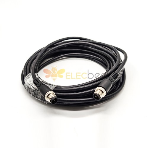 8 Pin M12 Sensor de cabo Conector A-Coding Masculino para Masculino Straight Cable Comprimento 24 pés AWG24 Unshiled