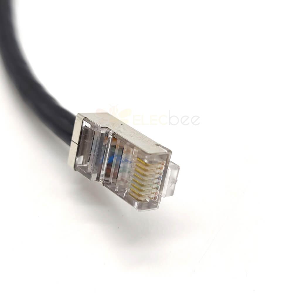 M12 cable 8 pin female A Code Receptacle to RJ45 Double ended cable 0.3M AWG24 Unshield