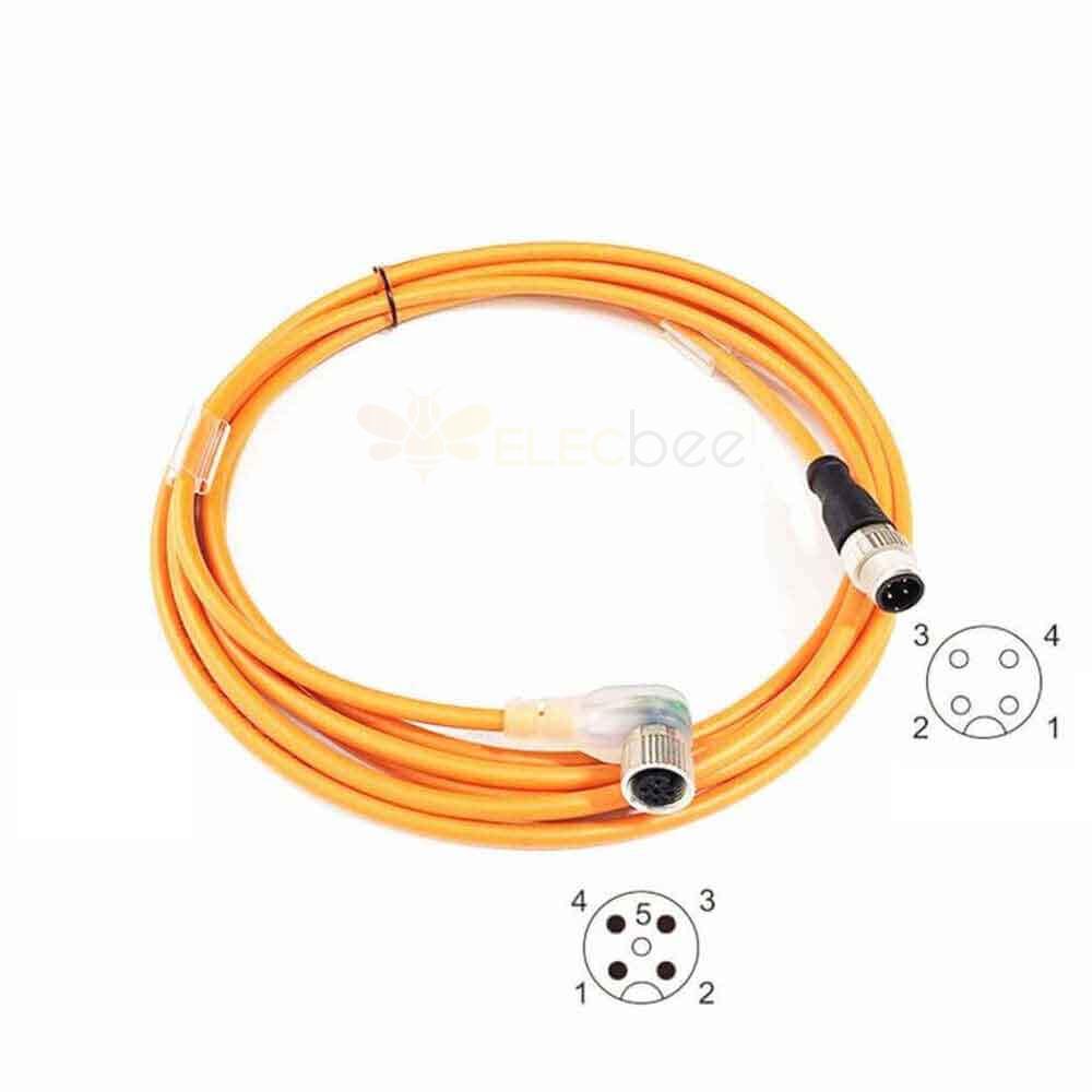 Cable de sensor con indicador LED M12 4 pines macho a 5 pines Cable hembra en ángulo recto con LED PNP más cerca 2 metros