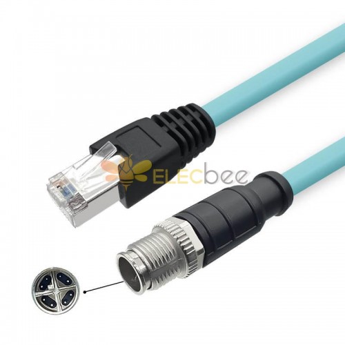 8-контактный штекер X-Code M12 на штекер RJ45 High Flex Cat7 Industrial Ethernet Cable PVC