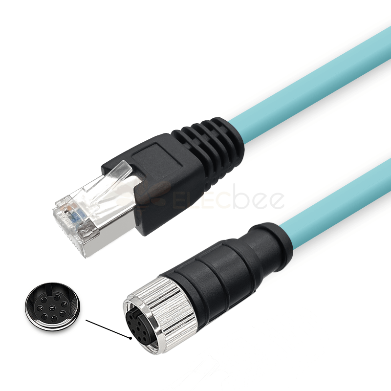 Câble Ethernet industriel M12 8 broches A-Code femelle vers RJ45 mâle High Flex Cat7 PVC
