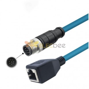 Cavo M12 a 8 pin A maschio a RJ45 femmina High Flex Cat6 Industrial Ethernet Cable PVC