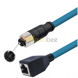 M12 8-pin X-Code Hembra a RJ45 Hembra High Flex Cat6 Cable Ethernet industrial Cable de par trenzado de PVC