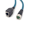 M12 8-pin A Code Female to RJ45 Female High Flex Cat6 Industrial Ethernet Cable PVC
