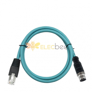 M12 8-pin A-Code Male to RJ45 Male High Flex Cat7 Industrial Ethernet Cable PVC Twisted Pair Cable