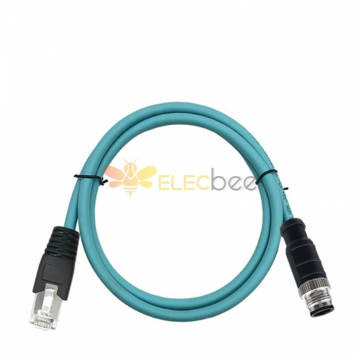 M12 8-pin A-Code Male to RJ45 Male High Flex Cat7 Industrial Ethernet Cable PVC الملتوية زوج كابل
