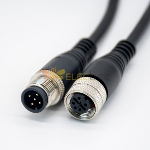 Connecteur M12 A Code 5 broches mâle à femelle droit 1M câble moulé à Double extrémité