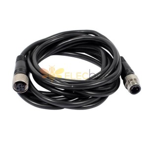 Industrial M12 Cables M12 3Pins Male To 5Pins Female Socket Straight Cable 5M AWG22 A Code