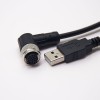 M12 17 Pin Кабель Код женский угол к USB Тип Мужской прямой кабель собирает Unshiled 1M AWG26