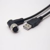 M12 17 Pin Cable A Code Female Angled To Usb Male Straight Cable Assembles 1M AWG26