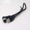 M12 17 Pin Cable Un código hembra en ángulo a USB tipo A macho cable recto montado sin shiled 1M AWG26