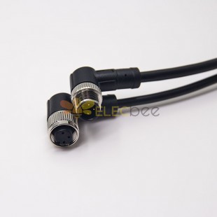 M12 3 Pin Cable Male To Female A Code Right Angle Sensor Plug 1M AWG22