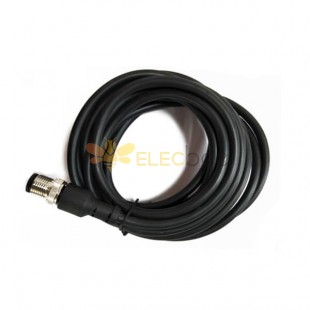 Cable moldeado macho M12 de 3 pines Conector recto de codificación A 3M AWG22 Cable negro de PVC sin blindaje