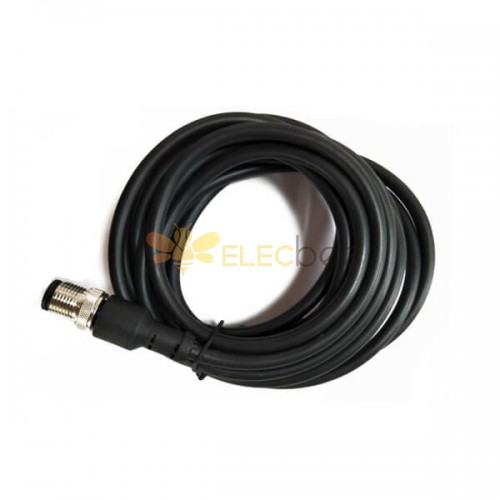 Câble moulé mâle M12 3 broches connecteur droit à codage A 3M AWG22 câble noir en PVC non blindé