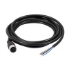 M12 4 Core A-Coding Female Straight Connector Molded 1.5M AWG22 PVC Black Cable Single Ended