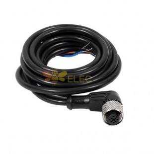 M12 4 Pin Cable Connector Female Right Angle Overmolded Cable 3M AWG22 A Code