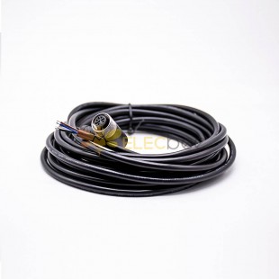 M12 4-poliger Kabelstecker, Buchse, rechtwinklig, umspritztes Kabel, 5 m A, Code AWG22