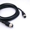 M12 4-Pin-Kabel, A-Kodierung, Buchse auf Buchse, gerader Stecker, 1 m, AWG22, schwarzes PVC-Kabel
