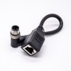 M12 4pin Connector Male Angled to RJ45 female Cable Cordsets 0.2Meter