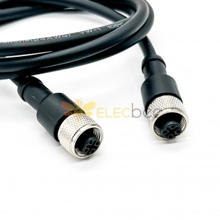 M12 5 Pin Female A Code Double Ended Cable Straight Industrial Waterproof Unshiled 1M AWG22