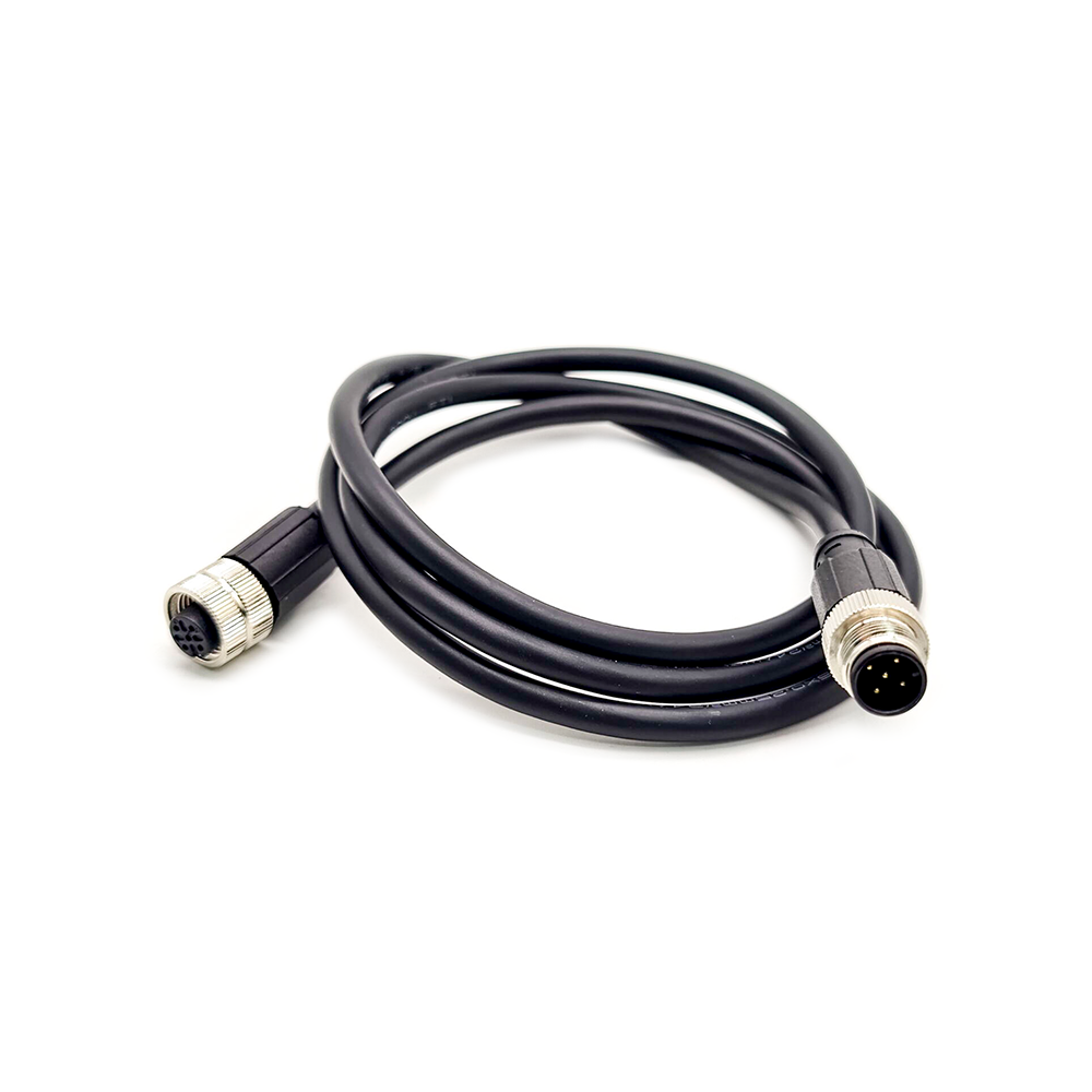 m12標準電纜A編碼5芯母頭直式180度注塑線不帶屏蔽雙邊1M AWG22