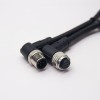 m12电缆信号线5芯90度公对母A编码工业防水插头不带屏蔽1M AWG22