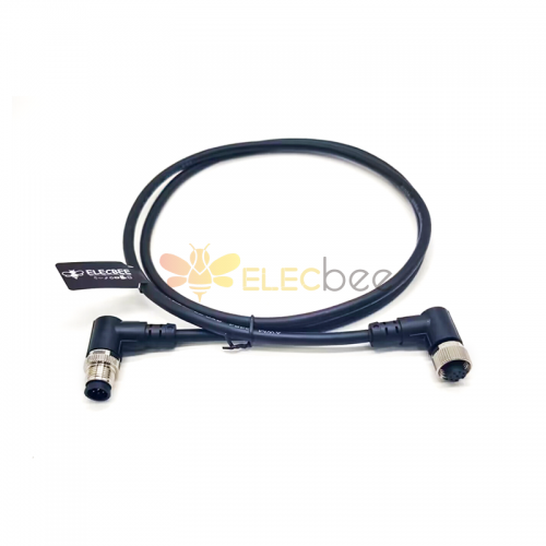 M12 8 Pin A Code 90 Degree Male To Female Cable Crodset 1M AWG24