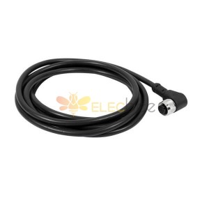 M12 8 Pole Cable Female A-Coding Angled Molded Cable 1M AWG24