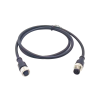 M12 8Pin Extensin 电缆 A 编码公对母直连接器 1M AWG24 PVC 黑色电缆