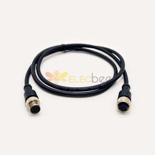 Industrial Ethernet Cables M12 8Pin Female To RJ45 Plug 30CM AWG24 Unshield  A Code