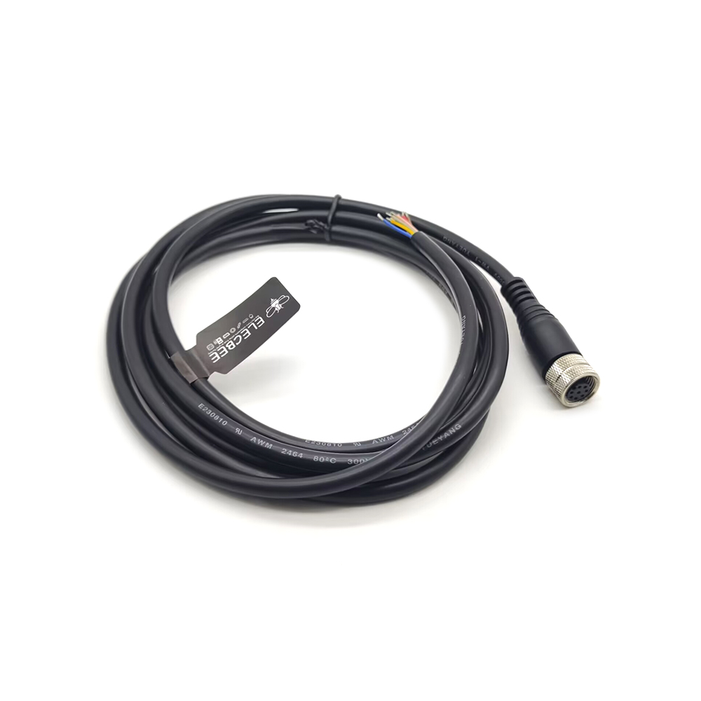 M12 8-контактный удлинительный кабель, женский код, прямой разъем, литой кабель 2M AWG24