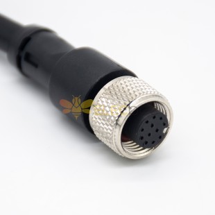 M12 Cable Assembly Female Straight 12 Pins Connector Aviation Socket Electrical Cable 1M AWG26 A Code