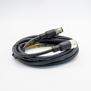 Cables M12 Conector de sensor de 4 pines Código A Macho a hembra Cable impermeable 3M AWG22