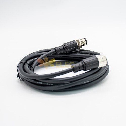 M12-Kabel, 4-poliger Sensoranschluss, A-Code-Stecker auf Buchse, wasserdichtes Kabel, 3 M AWG22