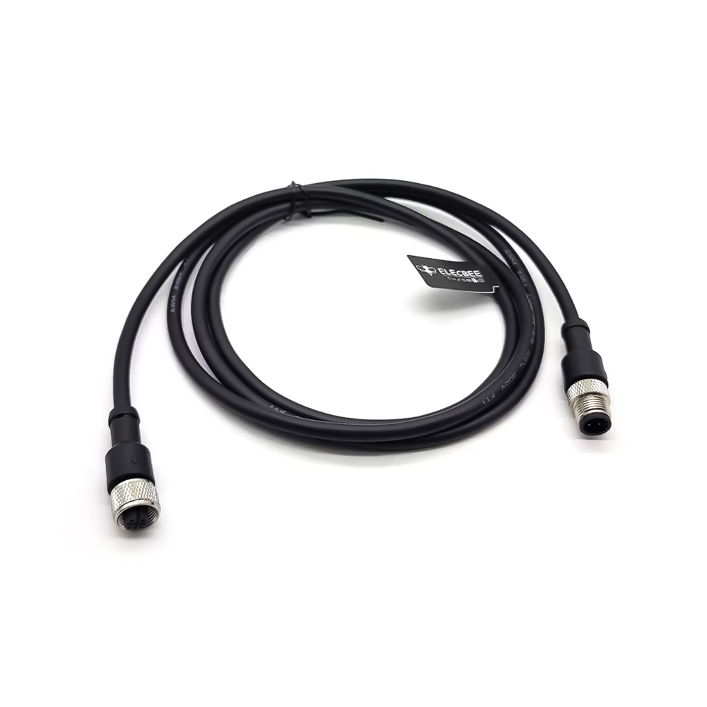 M12 Cables M12-4 Thread 4P Male and Female Connector Cable Cordsets 1.5M AWG22 A Code UnShield