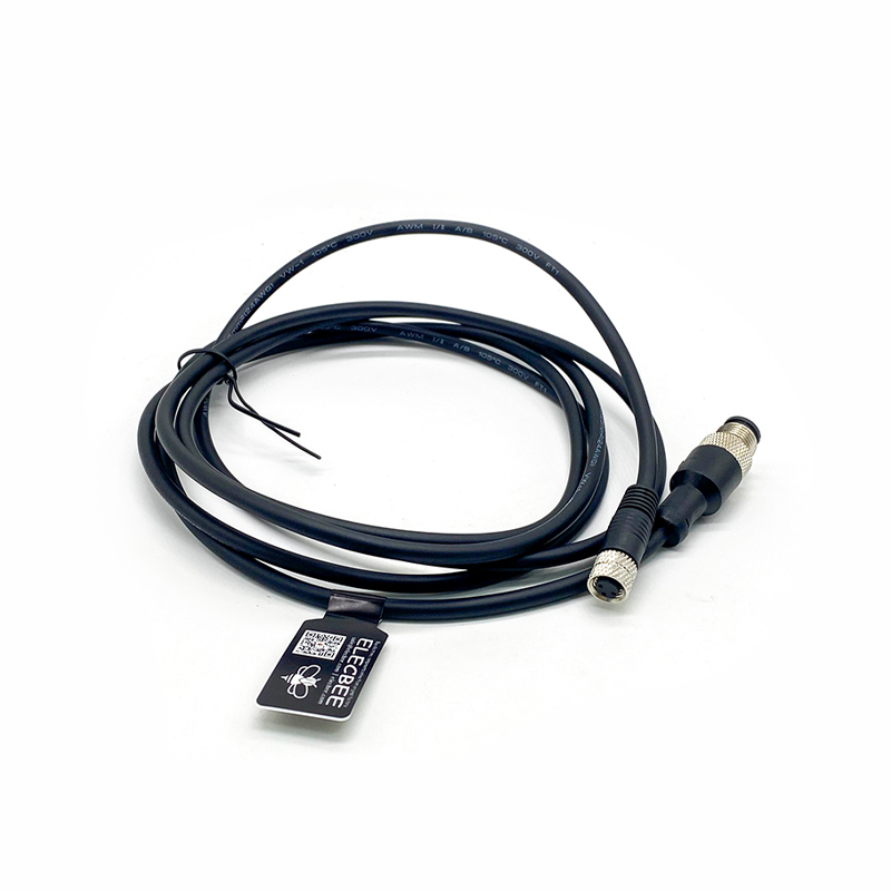 M12 連接器電纜 4Pin A 代碼公直連接器到 M8 3Pin 母插座電纜 2M AWG22