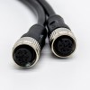 m12航空电缆插头A编码5芯一公转两母成型式注塑线不带屏蔽50CM AWG22