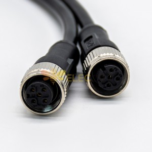M12 Connector Cable 5 Pin Male To Dual Female A Code Y-Type Cable 50Cm AWG22