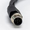 m12航空电缆插头A编码5芯一公转两母成型式注塑线不带屏蔽50CM AWG22