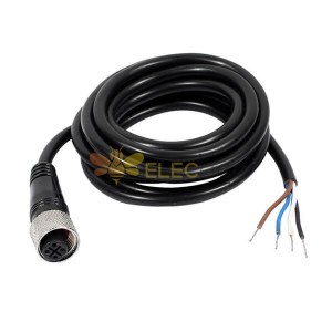 M12 Connector Cable Assembly Female Straight 4 Pin A Coding Overmolded Cable 0.5M AWG22