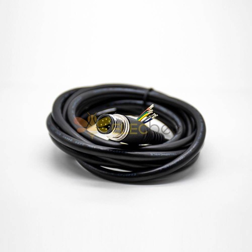 M12-Stecker Verlängerungskabel 8-poliger Stecker, A-Code, gerades geformtes Kabel, 2 m, AWG24