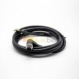 M12 Connector Male 8 Pin A Code Single Ended Cable Right Angle Molded Cable AWG24 2M