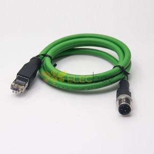 Код M12 D к кабелю Crodset RJ45 M12, 4-контактный штекер к вилке RJ45, прямой монтажный кабель, 1 м, экранированный AWG22