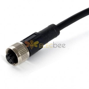 Удлинительный кабель M12, 5-контактный, гнездовой, A-кодирующий, прямой разъем, литой экран кабеля, 1 м AWG22, винт с ЧПУ